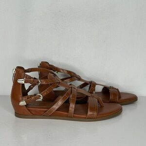Nine West Caila Gladiator Sandals Brown Snake Print Faux Leather Bohemian Sz 7.5